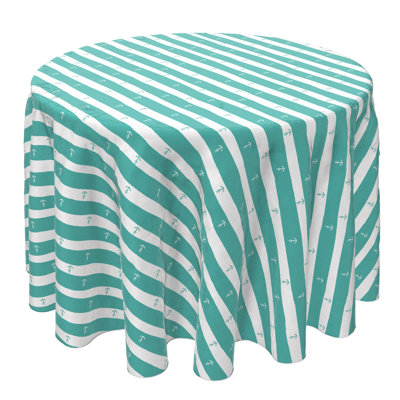 Round Striped Cotton Twill Tablecloth