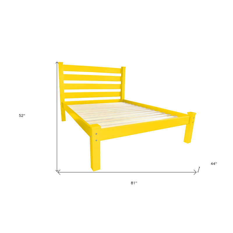 Canary Yellow Solid Wood Twin Bed Frame