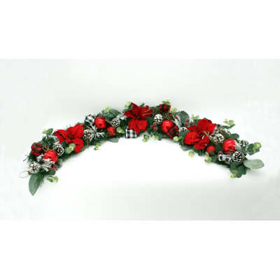 Guirlande de poinsettia à carreaux 5 '