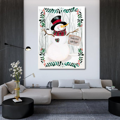 Art sur toile tendue par Trinx Parker, Jennifer Paxton Gallery: Folk Snowman Forest I