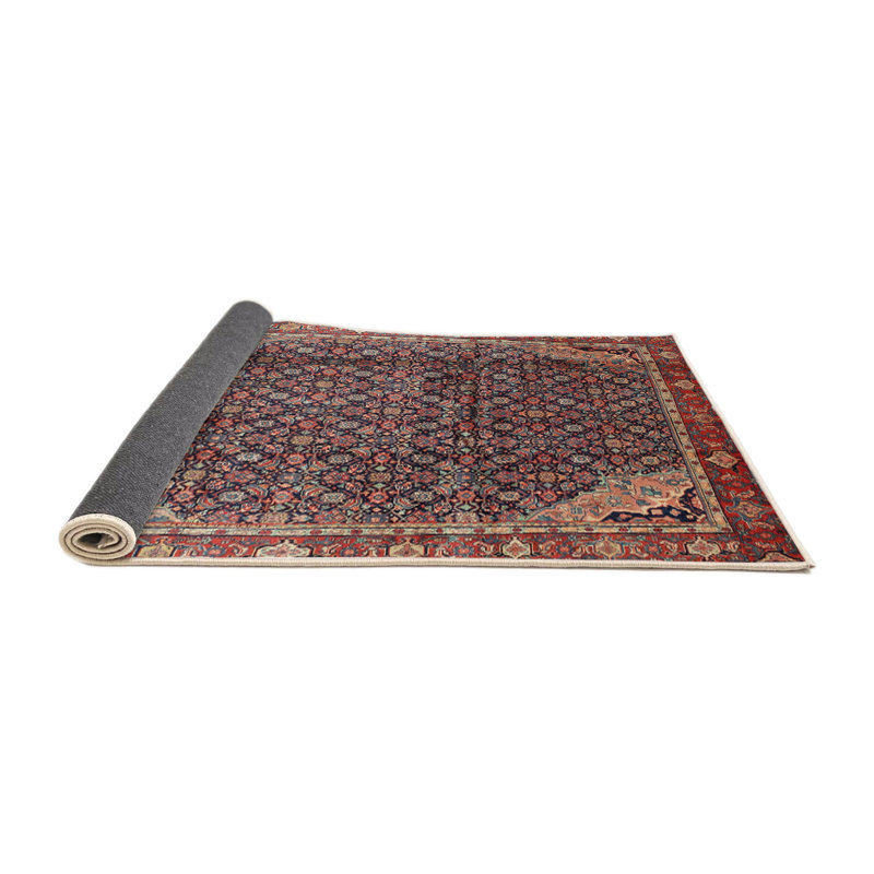 Tapis traditionnel rouge / mauve / brun, Rond 4 pi