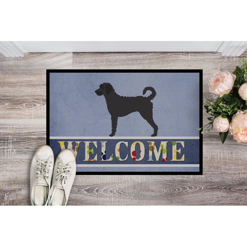 Tapis de porte pour l’extérieur antidérapant labradoodle welcome, Rectangulaire : 18 po x 27 po