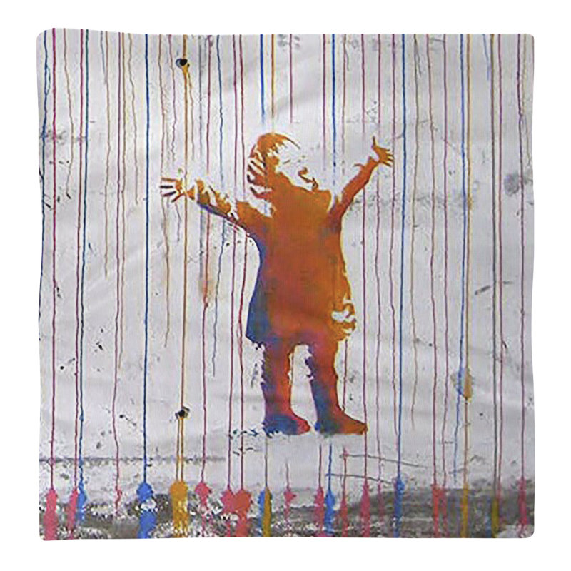Banksy Graffiti No Pattern Square Napkin, 10" x 10", Poly Twill