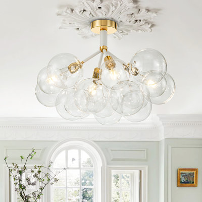 4-Light Clear Glass Semi Flush Mount Ceiling Light