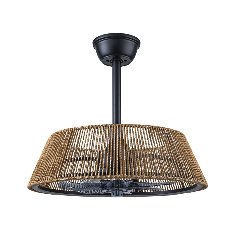 Farmhouse LED Flush Mount Fan with Remote