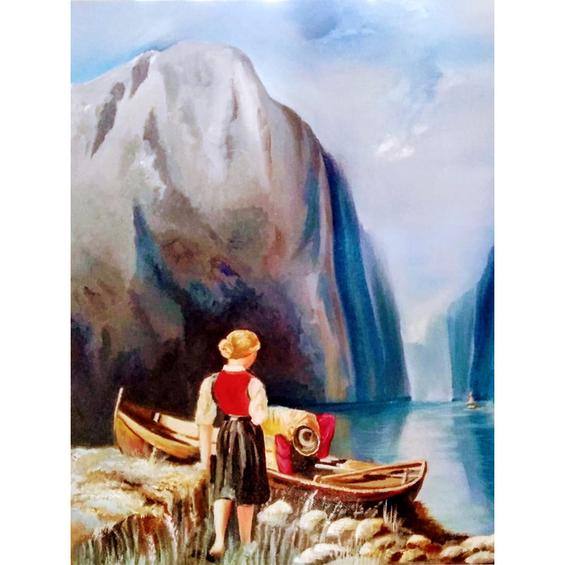 Belle vue sur la montagne dans la mer | Acrylique sur toile | Par Yogita Makadia