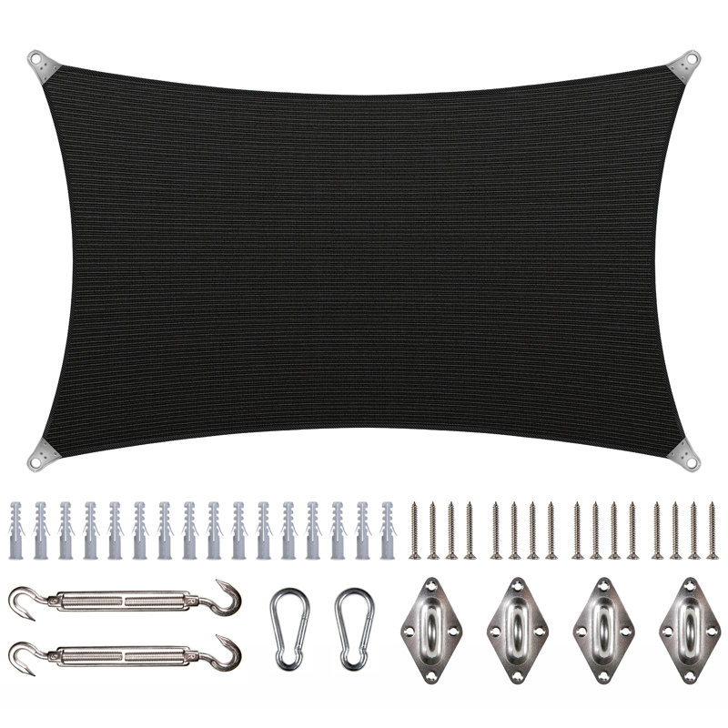 Voile d'ombrage rectangulaire renforcé, Noir, 18 pi x 22 pi