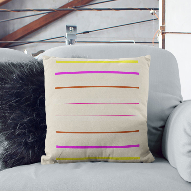 Striped Square Cushion, Black, 55cm H x 55cm W x 20cm D
