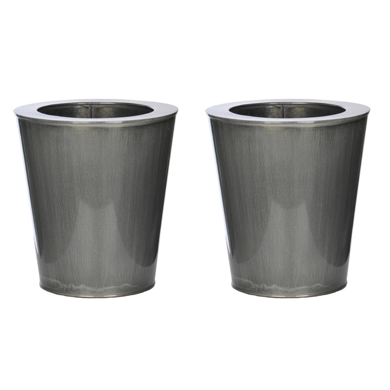 Petit vase de zinc rond, Argenté lustré