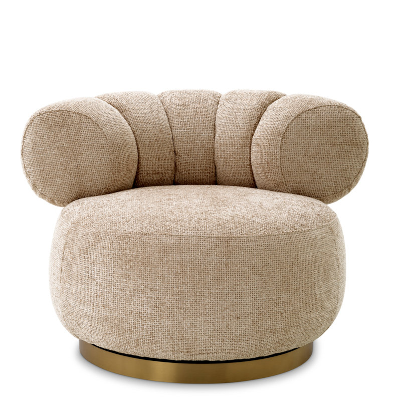 Phedra Swivel Barrel Chair, Lyssa Sand Polyester Blend