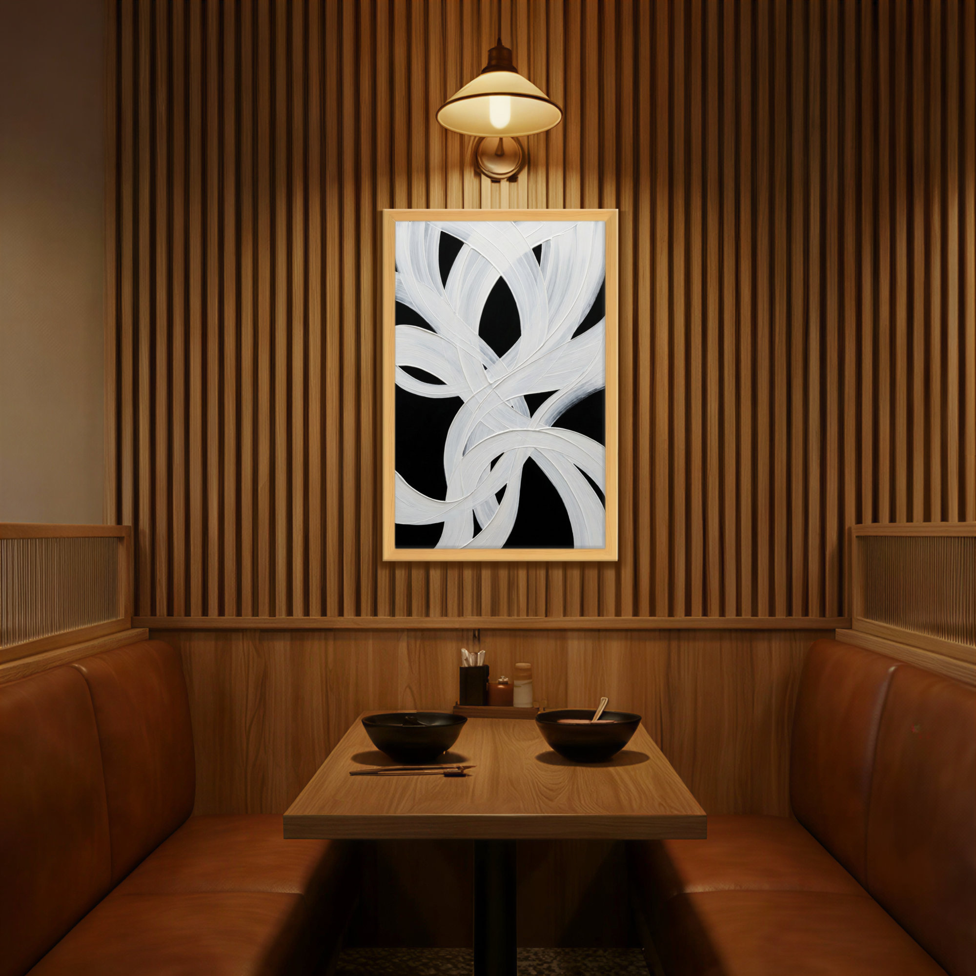 Wrought Studio Abstract Abstract White Curved Lines On Black Background ...