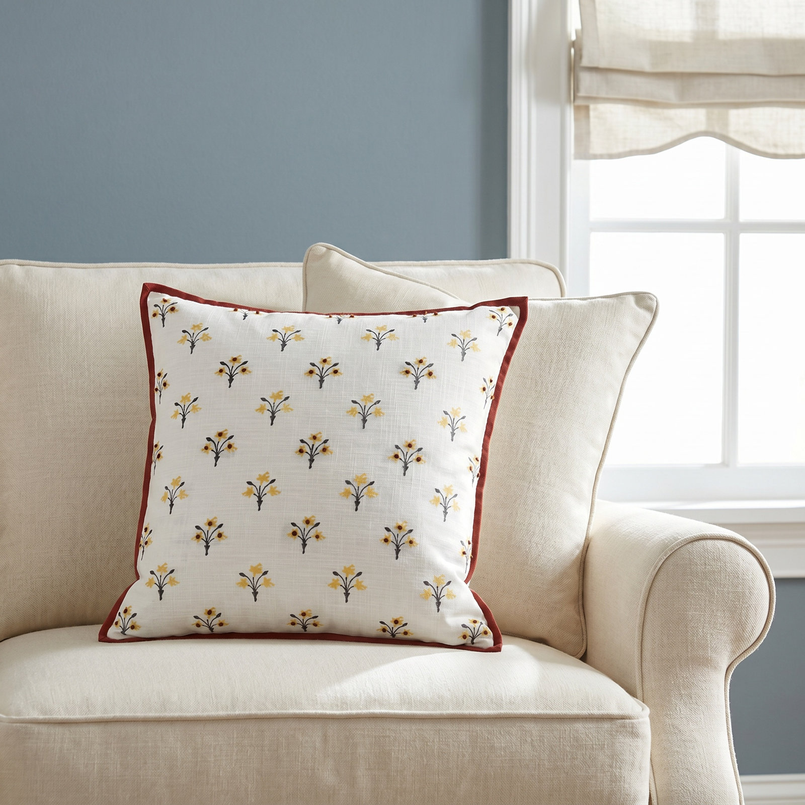 Devere 20" x 20" Embroidered Throw Pillow