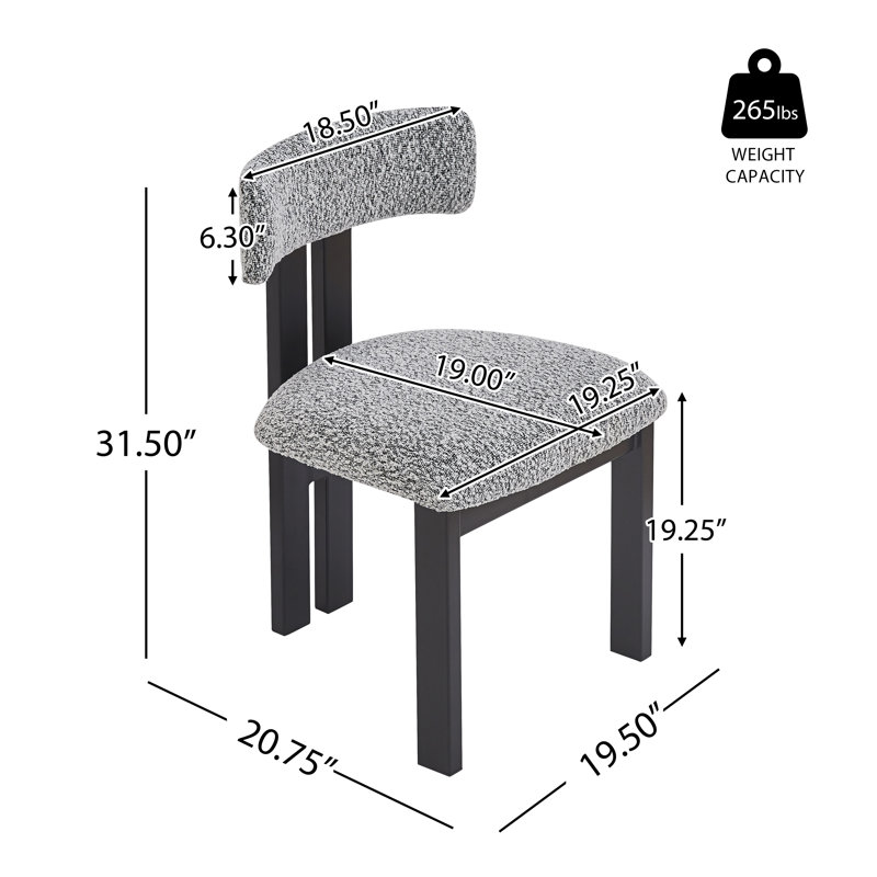Emery 5-Piece Upholstered Dining Set, Black/White