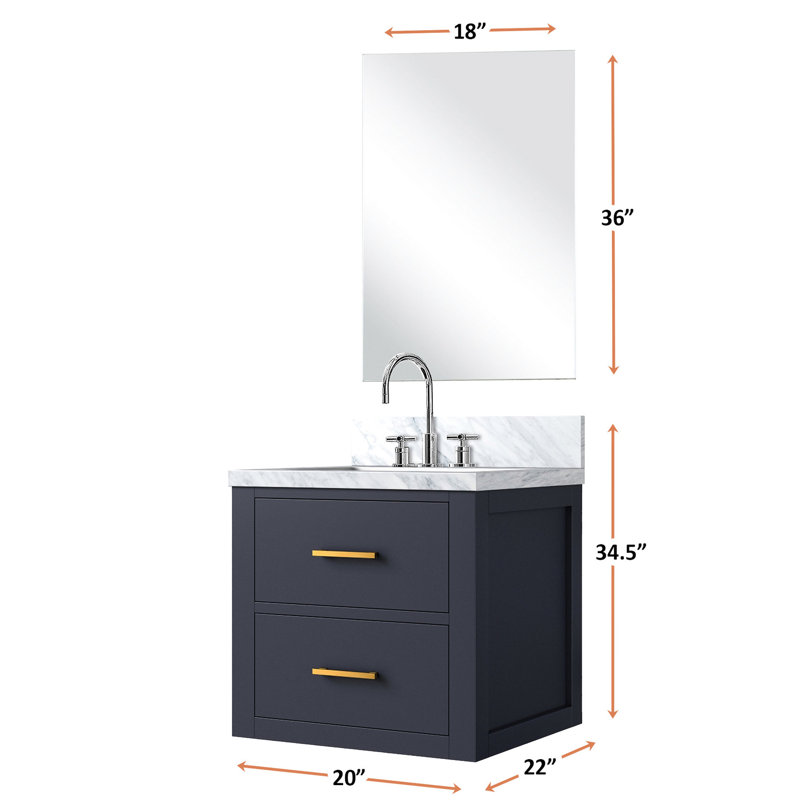 Meuble-lavabo bleu avec 20 po L x P 18 po, comptoir en acrylique et robinet de salle de bain, Bleu