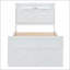 Lit simple en MDF-Contreplaqué avec prises de courant, lit gigogne extensible et amp; 3 tiroirs, blanc