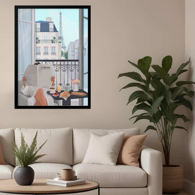 Classic Elegance "Paris Balcony" Framed Print Wall Art, 30" H x 20" W