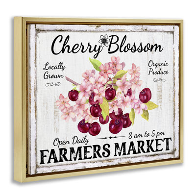 "Cherry Blossom Farmer's Market", art mural encadré flottant par Creatif Belle