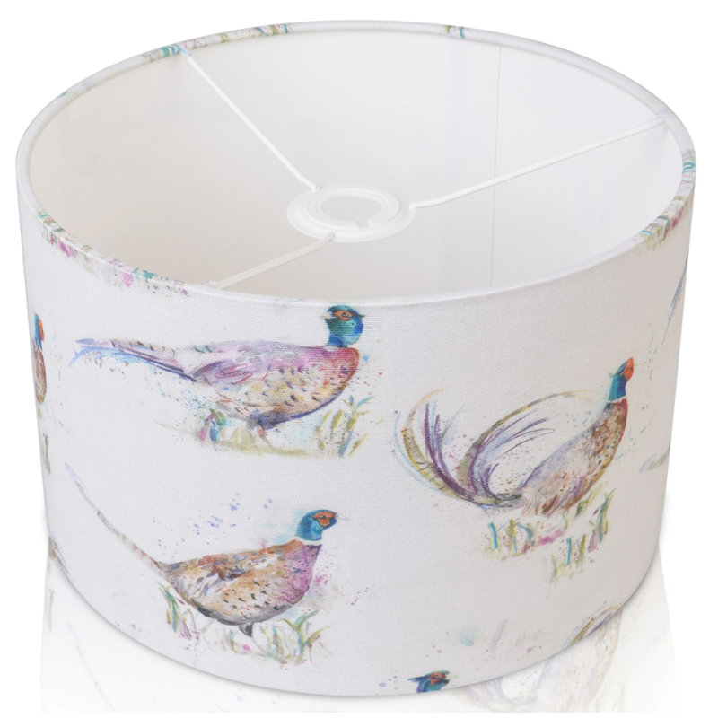 Cotton Drum Lamp Shade ( Screw On ) in White, 17.5cm H x 25cm W x 25cm D