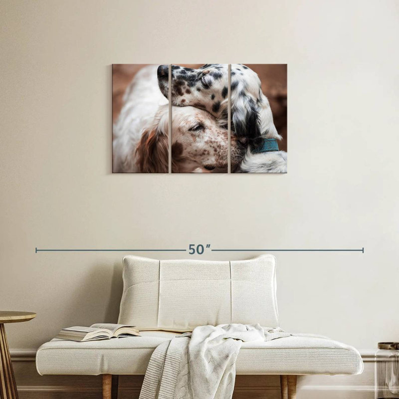 Brampt Cuddling English Setters, 20" H x 33" W