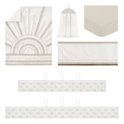 Sweet Jojo Designs 6p Crib Bedding+ BreathableBaby Breathable Mesh Liner  Ivory Boho Chic Sun Boy Girl Gender Neutral