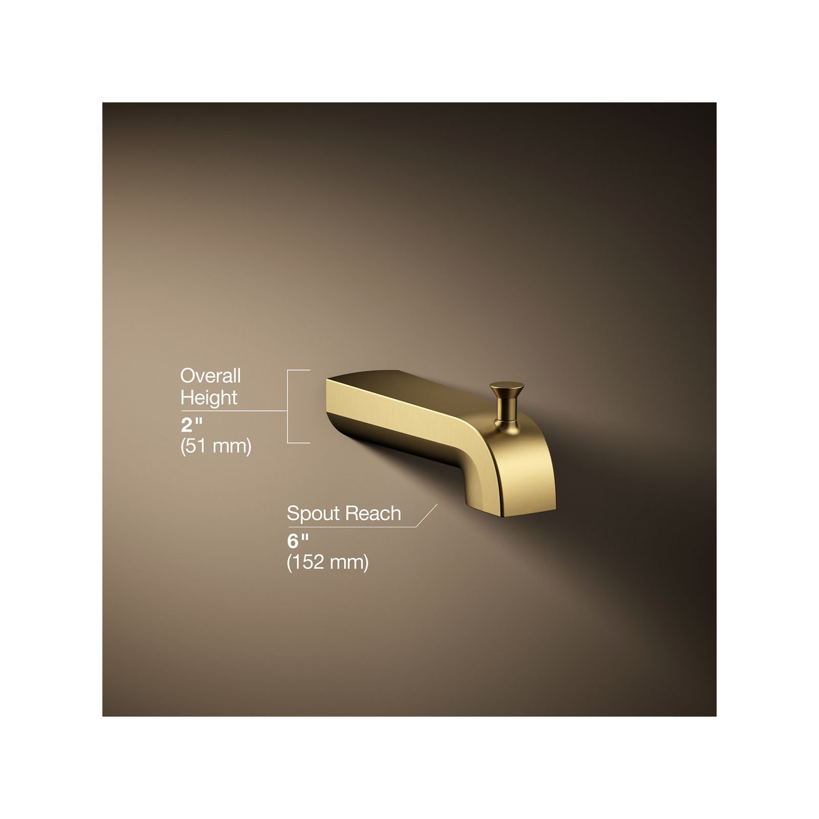 Pitch Wall-Mount Diverter Bath Spout, Vibrant Brushed Moderne Brass