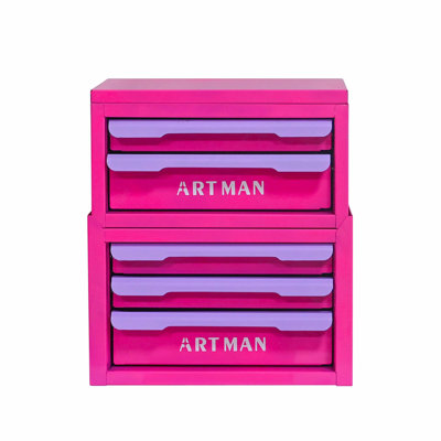Boîte de rangement de bureau de style tiroir, outil magique d'organisation de poste de travail de bureau, support de rangement de bureau, armoire de rangement pour cosmétiques - {Rose rouge-mauve-, 2 + 3 couches}