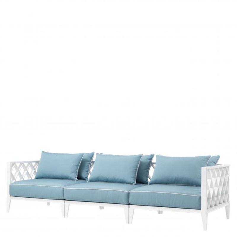 Ocean Club Outdoor 3 - Seat Patio Sofa, White Frame/Blue Cushion