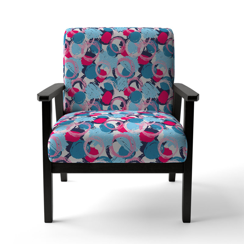Fauteuil d'appoint à motif géométrique en velours bleu et rouge