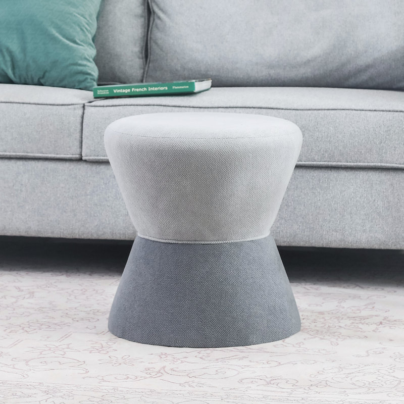 Miana 17.72" H Hourglass Upholstered Ottoman , Blue Polyester