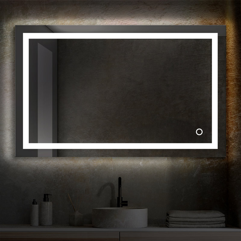 Lyra LED Lighted Bathroom Mirror with Defogger – Wall-Mounted Vanity Mirror with Adjustable Brightness & Color Temperature