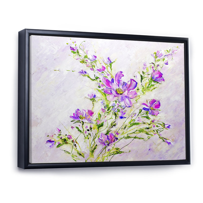 «Summer Natural Foliage Pink Bouquet II», reproduction sur toile, H 8 po x l 12 po x P 1 po, Cadre flottant noir