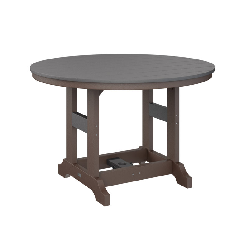 Garden Classic Outdoor Round Bar Table, Smoke Gray, Chocolate Brown