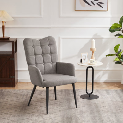 Fauteuil en lin capitonné l 27,5 po Archie