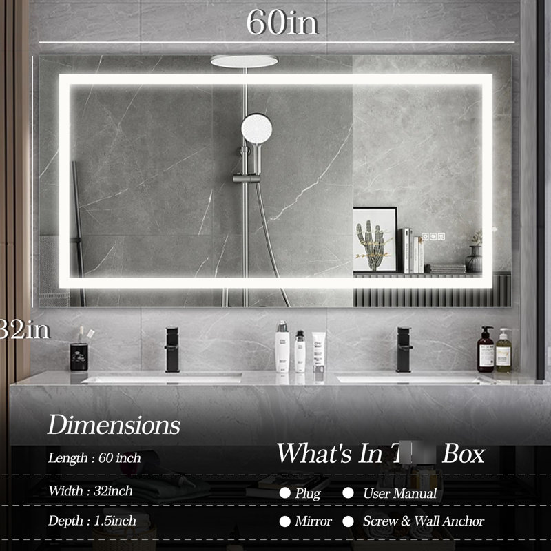 Miroir de salle de bain à DEL Fog