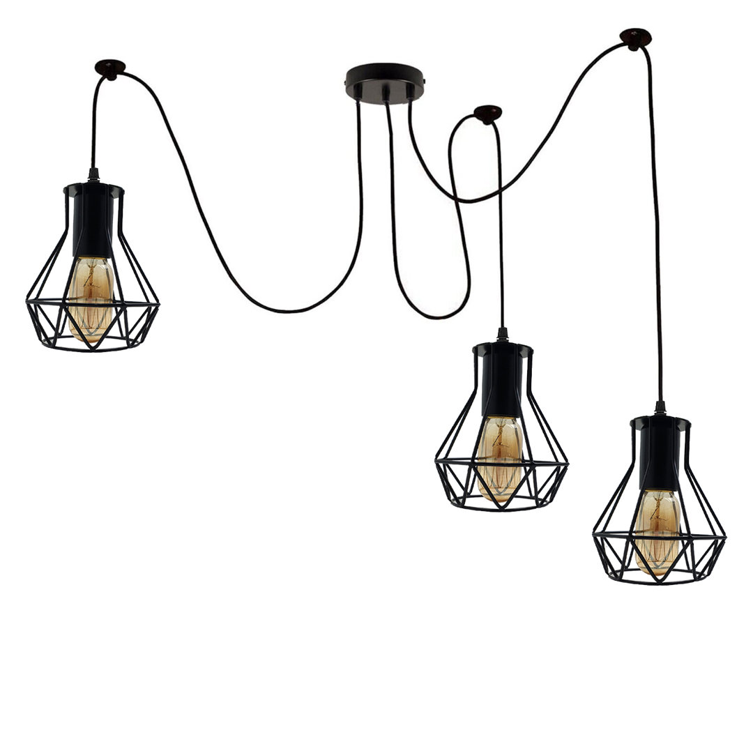 3-Light Cluster Geometric Pendant Crystal