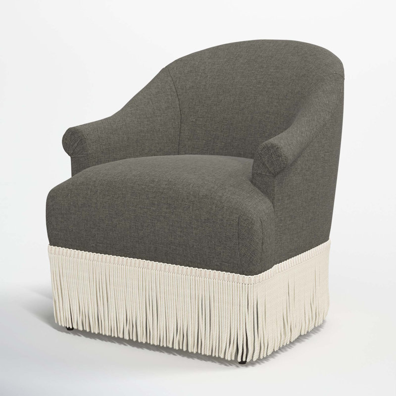 Fauteuil à oreilles Callie, Lin texturé gris anthracite Zuma, Ivoire