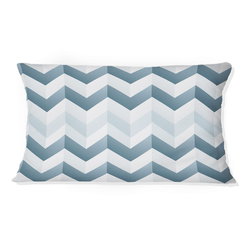 Coussin contemporain en polyester blanc et gris à chevrons I