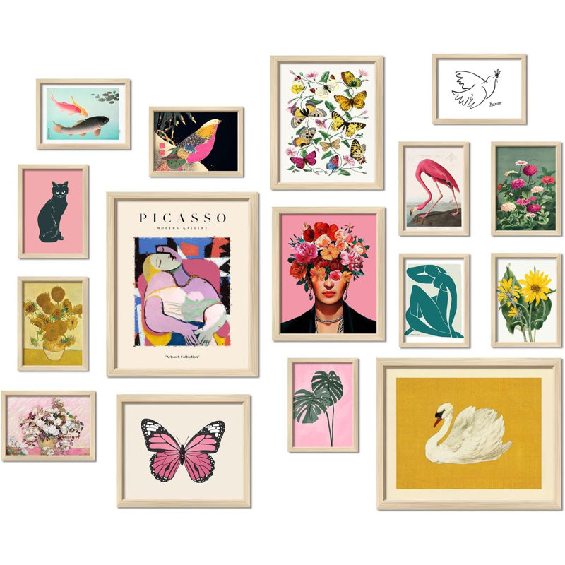 16 Pcs Framed Eclectic Wall Art