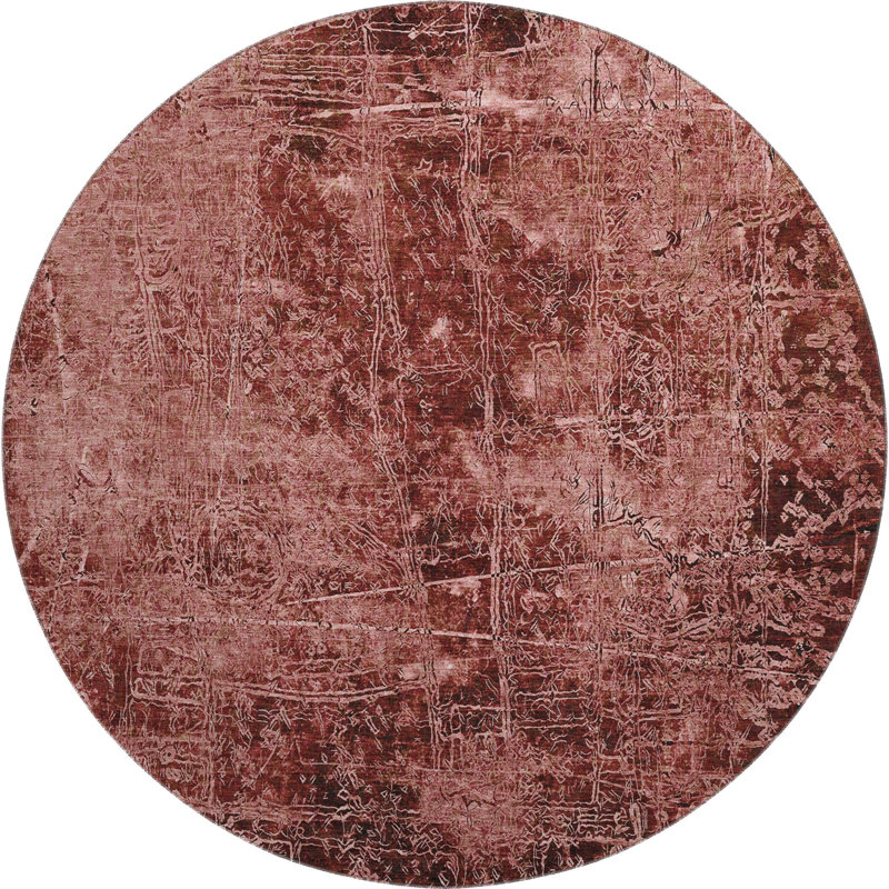 Premium Machine Washable Cerrito AMF559 Merlot Rug, Round 8'