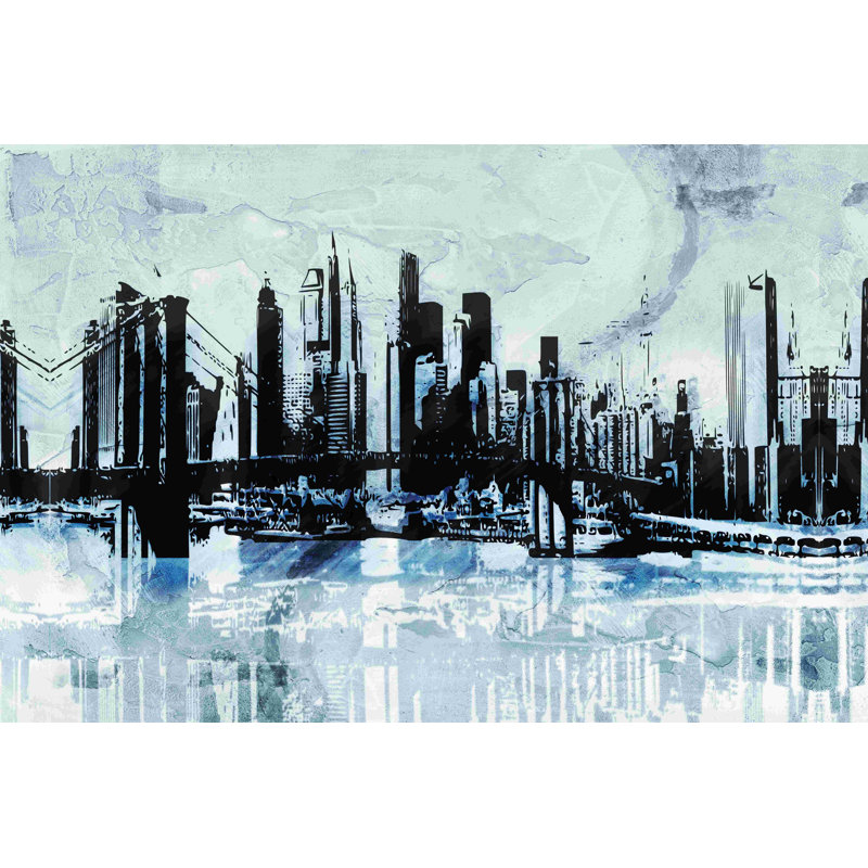 «Steel Blue Cityscape», impression sur toile tendue, H 12 po x l 18 po