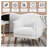 Modern Accent Arm Chair, Durable Fabric Upholstery Armchair for Living Room, Bedroom, Solid Wood Leg, White-25489110