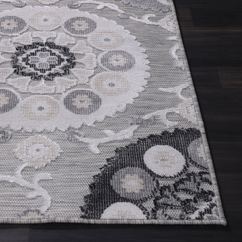 Chartier Gray Indoor/Outdoor Rug, Rectangle 10' x 14'