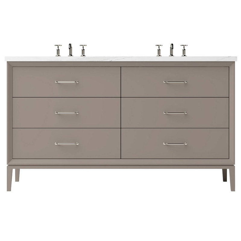 Alexandra Double Drawer Bath Vanity, Taos Taupe, Satin Nickel, 72"
