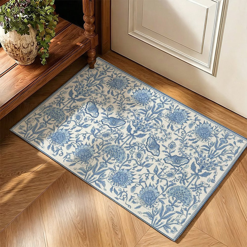 Tapis d'entrée bleu antidérapant pour chambre à coucher 47 x 31 po