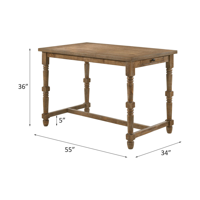 Table à hauteur de comptoir Farsiris, finition chêne vieilli