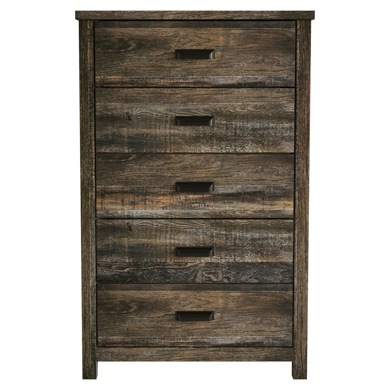 Cecere 5 Drawer Chest, Brown Oak