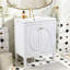 Meuble-lavabo blanc de 30 po sans assemblage requis avec lavabo en céramique, deux portes à fermeture en douceur et tablette réglable, style campagne moderne