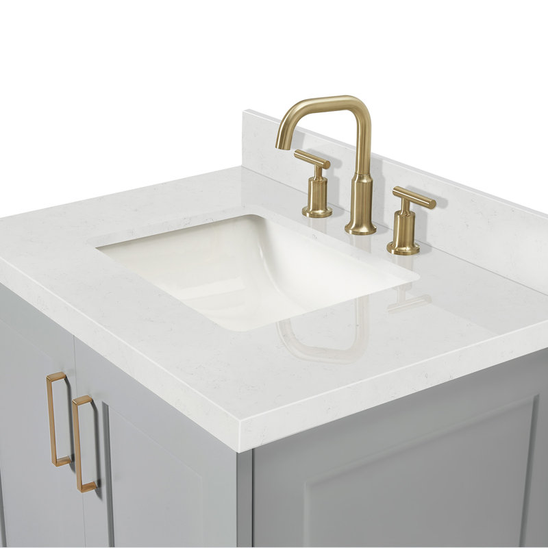 31 IN.  Single Bathroom Vanity, Gray, Oval, Carrara Quartz