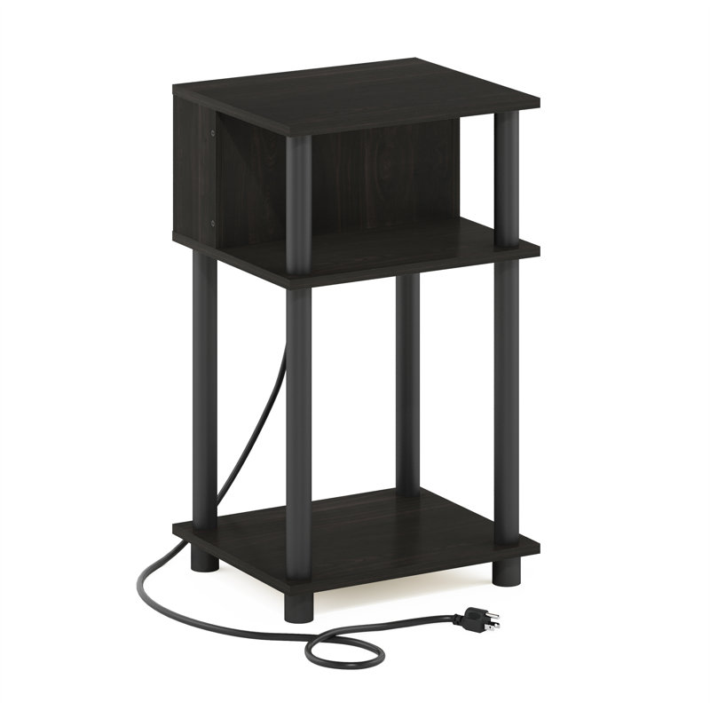 End Table with Storage and Built-In Outlets, USB & Type C Ports, Espresso