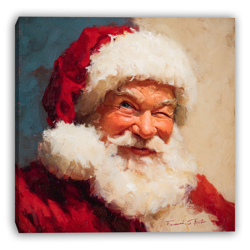 Joyeux père Noël, toile tendue, H 20 po x l 20 po